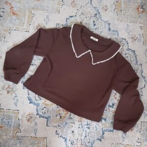 Madewell crop sweater with cute collar